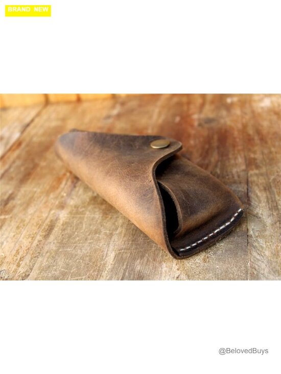 Hand-Stitched Crazy Horse Leather Sunglasses Case Vintage Eyeglass Holder main image 7